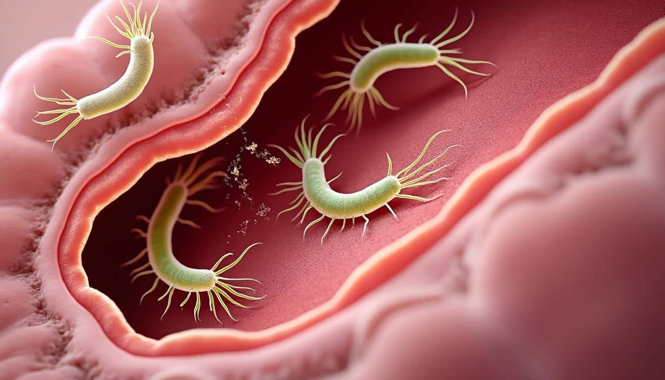 découvrez comment la bactérie helicobacter pylori attaque la muqueuse protectrice de l'estomac, provoquant des inflammations et des troubles digestifs.